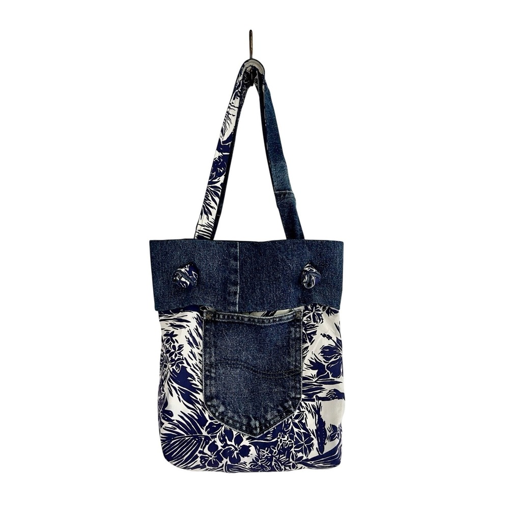 Handmade‎ Denim Hobo Tote Arty Quilt Double faced VERY Chic